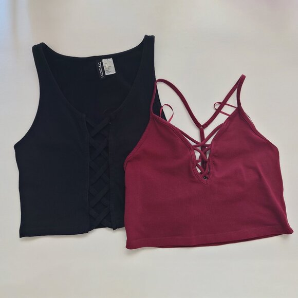 Two Lace Up H&M and Urban Planet Crop Top in S - Picture 1 of 11